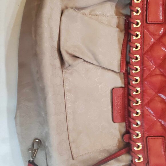 Micheal Kors LE Large Hamilton Chilli Red Hippie Grommet Leather Tote EUC - Picture 10 of 13